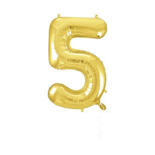 Party Creator 86cm Gold Foil Number 5 Balloon