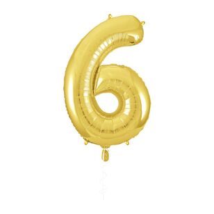 Party Creator 86cm Gold Foil Number 6 Balloon