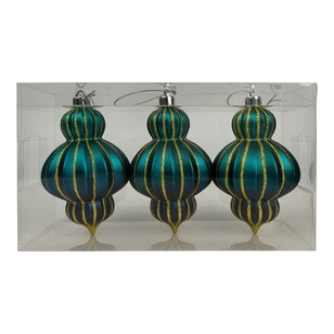 Jolly & Joy Teardrop Christmas Tree Decoration 3-pack Blue