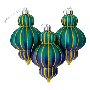 Jolly & Joy Teardrop Christmas Tree Decoration 3-pack Blue