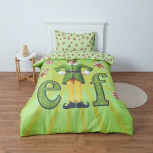 Elf Christmas Quilt Cover Set Green