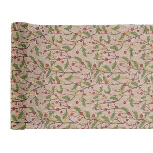 Jolly & Joy Holly Burlap Christmas Fabric Wrap Multicoloured 28 cm x 2 m