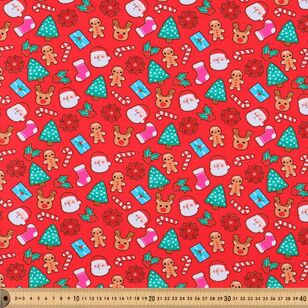 Christmas Gingerbread 112cm Cotton Spandex Fabric Red 112 cm