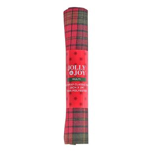 Jolly & Joy Classic Tartan Chrritsmas Fabric Wrap Multicoloured 28 cm x 2 m