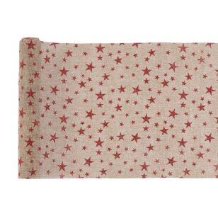 Jolly & Joy Metallic Stars Christmas Fabric Wrap Natural 28 cm x 2 m