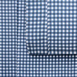 Emerald Hill Gingham Washed Micro Fibre Sheet Set Navy