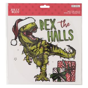 Rex the Halls Chrsitmas Iron On Transfer Multicoloured