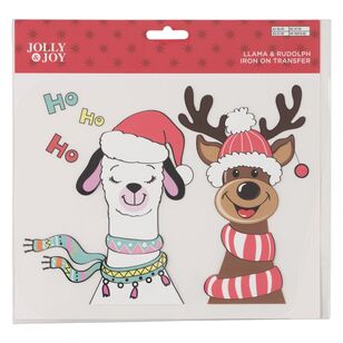 Llama and Rudolph Iron On Transfer Multicoloured