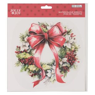 Watercolour Christmas Wreath Iron On Transfer Multicoloured