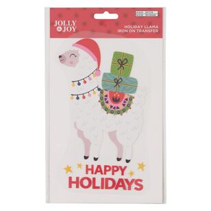 Christmas Holiday llama Iron On Transfer Multicoloured