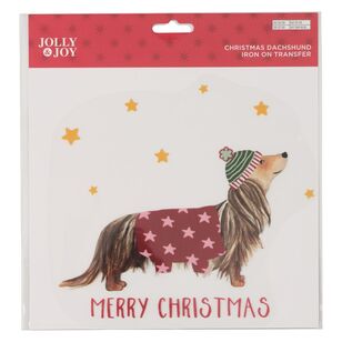 Christmas Dachshund Iron On Transfer Multicoloured