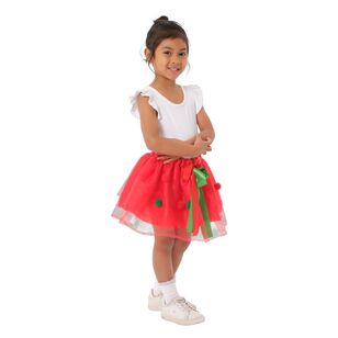 Jolly & Joy Kids Pom Pom Tutu Christmas Costume Red 3 - 5 Years