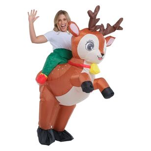 Jolly & Joy Inflatable Ride On Reindeer Christmas Costume Brown Adult