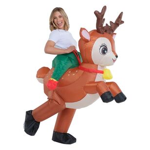 Jolly & Joy Inflatable Ride On Reindeer Christmas Costume Brown Adult