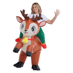 Jolly & Joy Inflatable Ride On Reindeer Christmas Costume Brown Adult