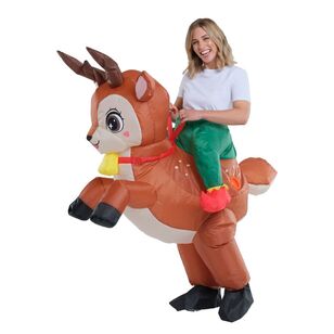 Jolly & Joy Inflatable Ride On Reindeer Christmas Costume Brown Adult