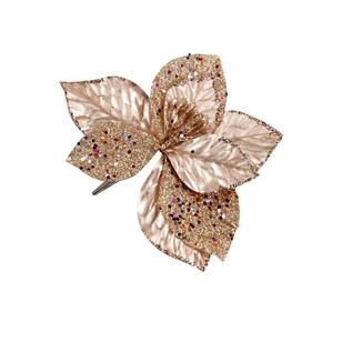 Jolly & Joy Champagne Sparkle Flower Christmas Pick Decoration Multicoloured