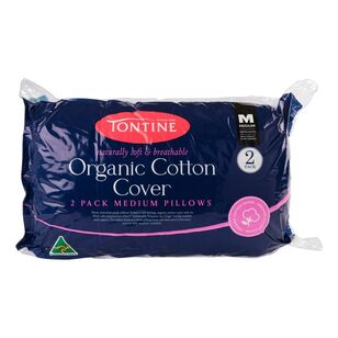 Tontine Organic Cotton 2 Pack Medium Pillows White Standard