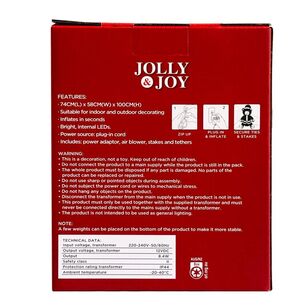 Jolly & Joy 1 m Inflatable Christmas Teddy Bear Red