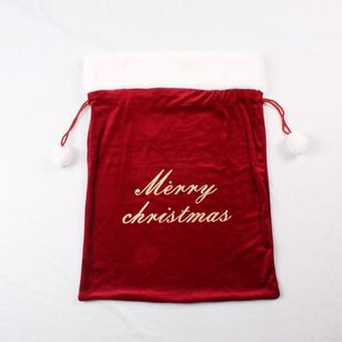 Jolly & Joy Velvet Merry Christmas Santa Sack Red