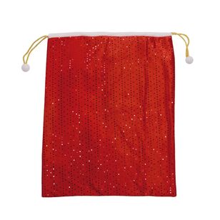 Jolly & Joy Velvet & Sequin Christmas Santa Sack Red