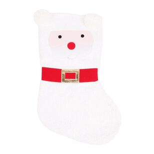 Jolly & Joy Fluffy Santa Stocking White