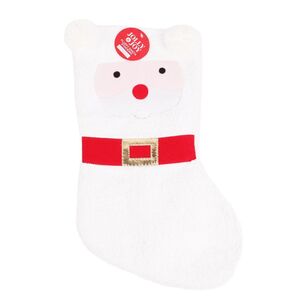 Jolly & Joy Fluffy Santa Stocking White