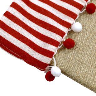 Jolly & Joy Hessian Pom Pom Stocking Brown