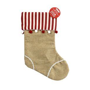 Jolly & Joy Hessian Pom Pom Stocking Brown