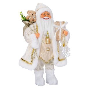 Jolly & Joy White & Gold Santa Christmas Decoration White