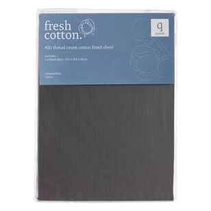 Fresh Cotton 400 Thread Count Cotton Fitted Sheet Charcoal