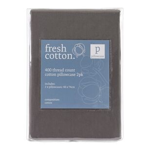 Fresh Cotton 400 Thread Count Cotton 2 Pack Pillowcase Charcoal Standard