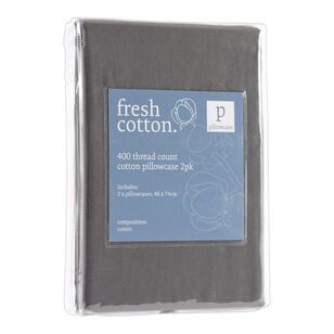 Fresh Cotton 400 Thread Count Cotton 2 Pack Pillowcase Charcoal Standard