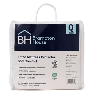 Brampton House Hotel Stripe Fitted Mattress Protector White