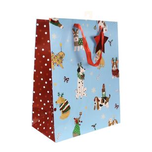 Jolly & Joy Large Dog Print Christmas Gift Bag Multicoloured