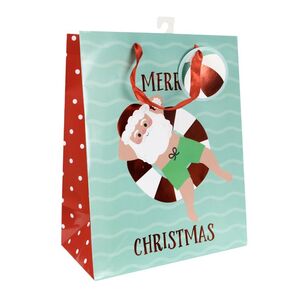 Jolly & Joy Large Beach Santa Chirstmas Gift Bag Multicoloured