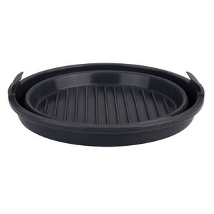 Daily Bake Silicone Round Collapsible Air Fryer Basket Charcoal 22 cm
