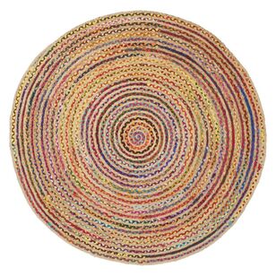 Emerald Hill Lola Round Jute Chindi Rug Multicoloured 150 cm