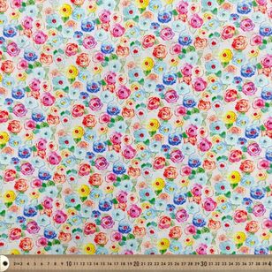 Country Garden TC Coloured Roses 112 cm Poly Cotton Poplin Fabric Multicoloured 112 cm