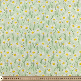 Country Garden TC Daisy Doo 112 cm Poly Cotton Poplin Fabric Green 112 cm