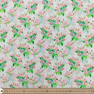 Country Garden TC Posie 112 cm Poly Cotton Poplin Fabric Pink 112 cm