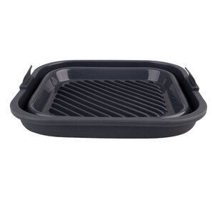 Daily Bake Silicone Square Collapsible Air Fryer Basket Charcoal 22 cm