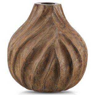 Bouclair Carved Wooden Bud Vase Natural 15 x 15 x 15 cm