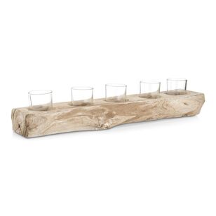 Bouclair Essentials Wooden Log Tealight Candle Holder  Natural 57 x 15 cm