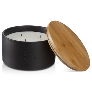 Bouclair Ceramic Green Tea Scented 3 Wick Candle Black Black 16 x 9 cm