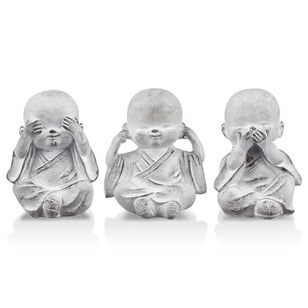 Bouclair Three Wise Buddha Cement Statue Set