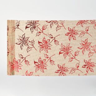 Jolly & Joy Poinsettia Burlap Christmas Fabric Wrap Natural 28 cm x 2 m