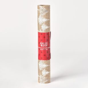 Jolly & Joy Snow Trees Burlap Christmas Fabric Wrap Natural 28 cm x 2 m