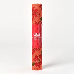 Jolly & Joy Poinsettia Christmas Fabric Wrap Multicoloured 28 cm x 2 m