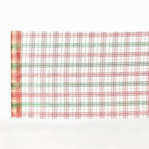 Jolly & Joy Metallic Check Christmas Fabric Wrap Multicoloured 28 cm x 2 m